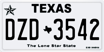 TX license plate DZD3542