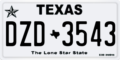 TX license plate DZD3543