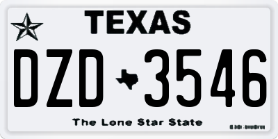 TX license plate DZD3546
