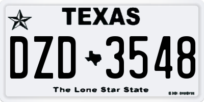TX license plate DZD3548