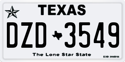 TX license plate DZD3549