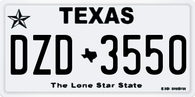 TX license plate DZD3550