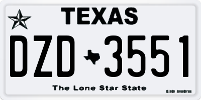 TX license plate DZD3551