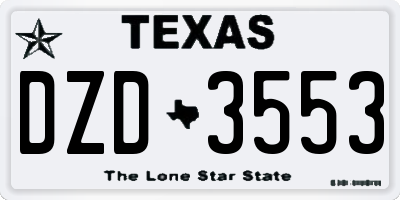 TX license plate DZD3553
