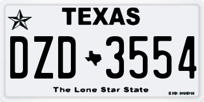 TX license plate DZD3554