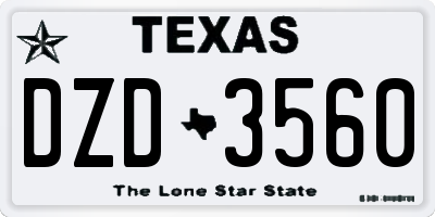 TX license plate DZD3560