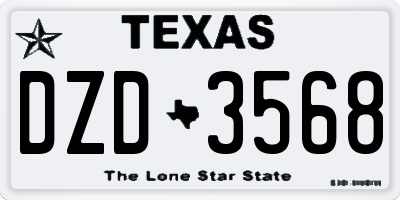 TX license plate DZD3568