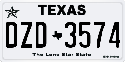 TX license plate DZD3574