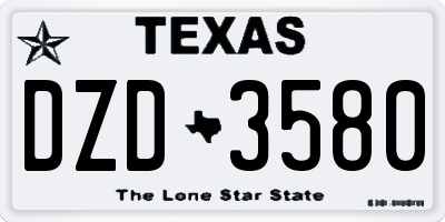 TX license plate DZD3580