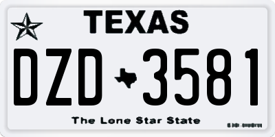 TX license plate DZD3581
