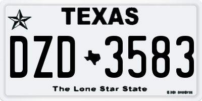 TX license plate DZD3583