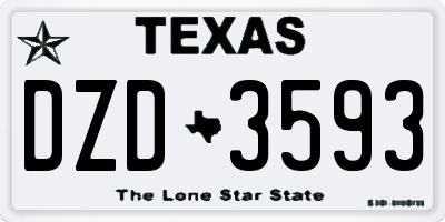 TX license plate DZD3593