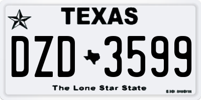 TX license plate DZD3599