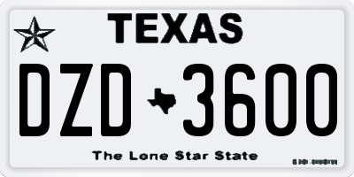 TX license plate DZD3600