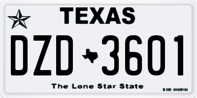 TX license plate DZD3601