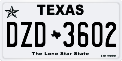 TX license plate DZD3602