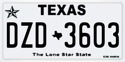 TX license plate DZD3603