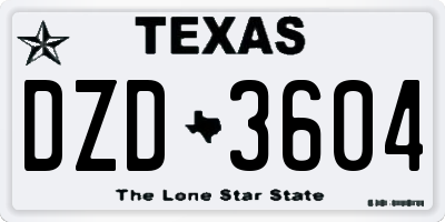 TX license plate DZD3604