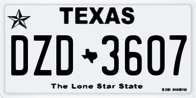 TX license plate DZD3607