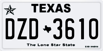 TX license plate DZD3610