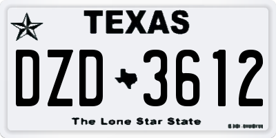 TX license plate DZD3612
