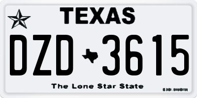 TX license plate DZD3615