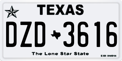 TX license plate DZD3616