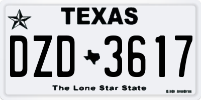 TX license plate DZD3617