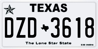 TX license plate DZD3618