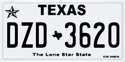 TX license plate DZD3620