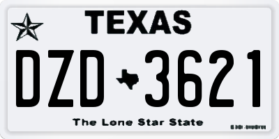 TX license plate DZD3621