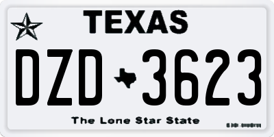 TX license plate DZD3623