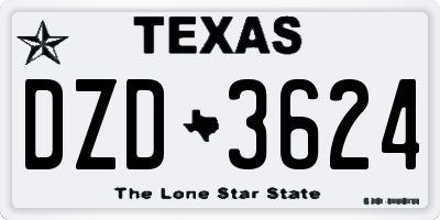 TX license plate DZD3624