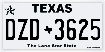TX license plate DZD3625