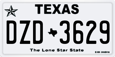 TX license plate DZD3629