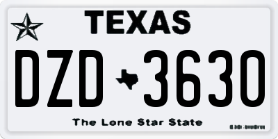 TX license plate DZD3630