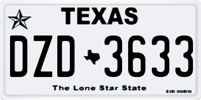 TX license plate DZD3633