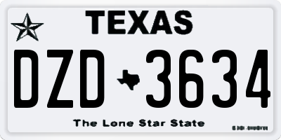 TX license plate DZD3634