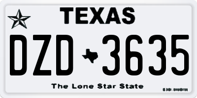 TX license plate DZD3635