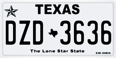TX license plate DZD3636