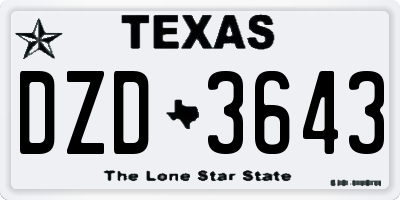 TX license plate DZD3643