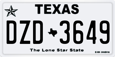 TX license plate DZD3649