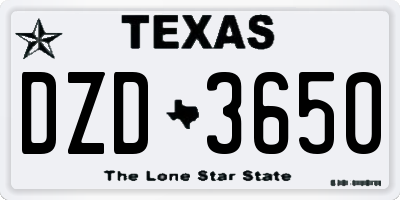 TX license plate DZD3650