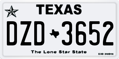 TX license plate DZD3652