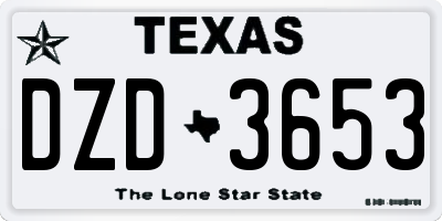TX license plate DZD3653