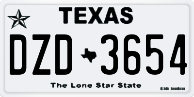TX license plate DZD3654