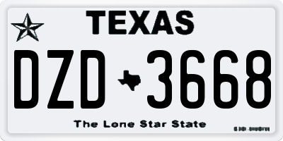 TX license plate DZD3668