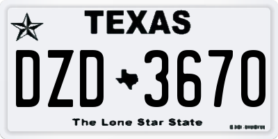 TX license plate DZD3670