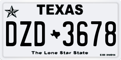 TX license plate DZD3678
