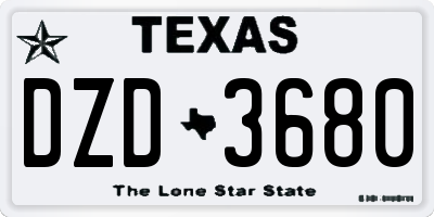 TX license plate DZD3680
